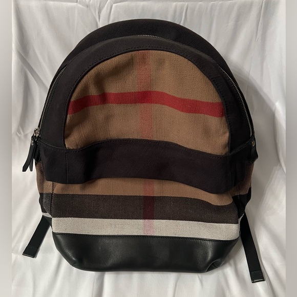 Burberry Jute Calfskin Mega Check Unisex Backpack - NWOT - Picture 1 of 16